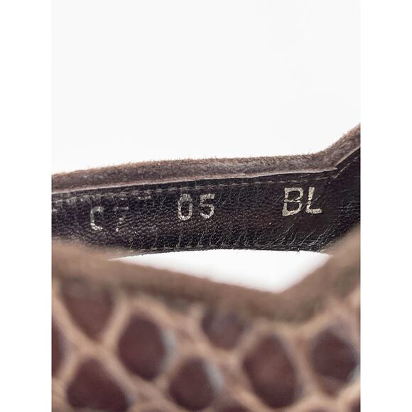 Dior Fall 2005 Runway Brown Croc Embossed Lace Up Tortoise Heel Pumps EU 39.5